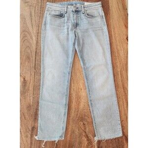 Rag & Bone Jeans Womens 26 Blue Light Wash Dre Mid Rise Slim Boyfriend Raw Hem